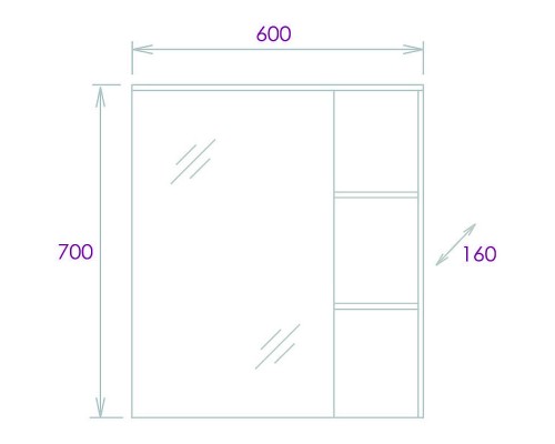 Зеркальный шкаф Onika Легран 60.00У 206071 Дуб галифакс