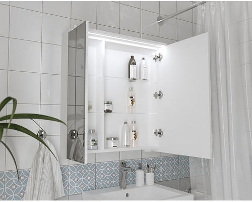 Зеркальный шкаф 1MarKa Соната 75 Ц0000007616 с подсветкой  Белый глянец