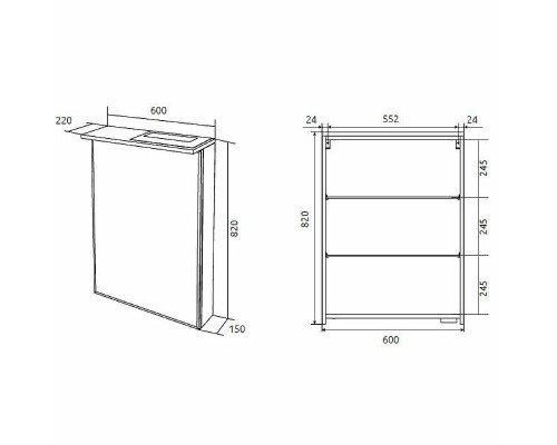 Зеркальный шкаф 1MarKa Соната 60 Ц0000007617 с подсветкой  Белый глянец