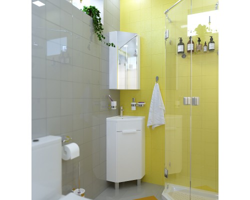 Зеркальный шкаф 1MarKa Penta 43П Ц0000005168 угловой Белый глянец