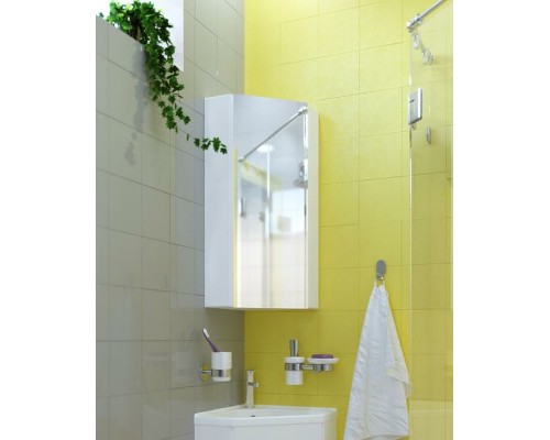 Зеркальный шкаф 1MarKa Penta 43П Ц0000005168 угловой Белый глянец