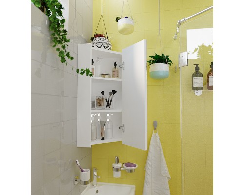 Зеркальный шкаф 1MarKa Penta 43П Ц0000005168 угловой Белый глянец