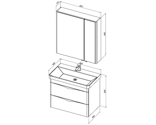Зеркальный шкаф Aquanet Орлеан 80 L 183077 Белый