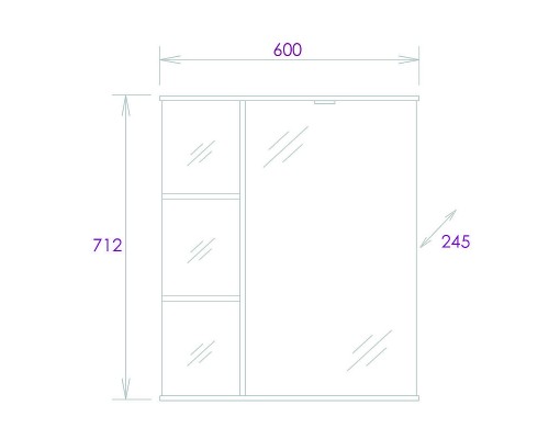 Зеркальный шкаф Onika Карина 60.01 R 206010 с подсветкой Белый