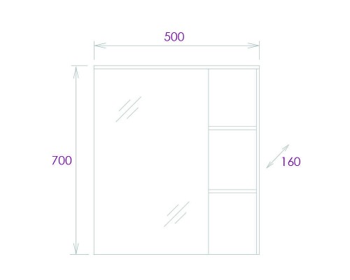 Зеркальный шкаф Onika Легран 50.00У 205022 Дуб галифакс