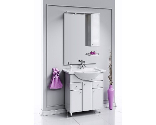 Зеркало со шкафом Aqwella Барселона 80 Ba.02.08 с подсветкой Белое