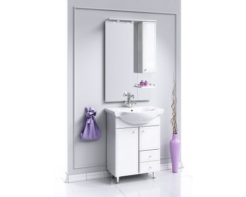 Зеркало со шкафом Aqwella Барселона 60 Ba.02.06 с подсветкой Белое