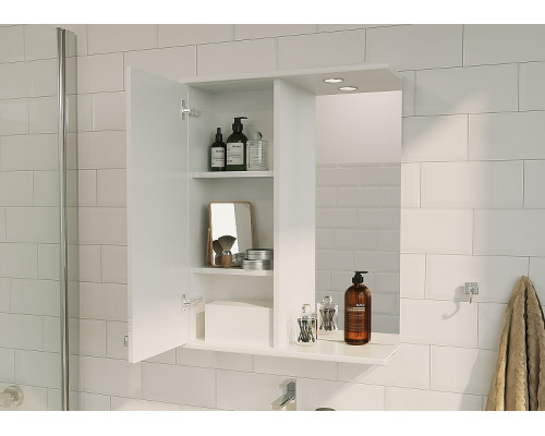 Зеркало со шкафом 1MarKa Story 58 L У99309 с подсветкой Белый глянец