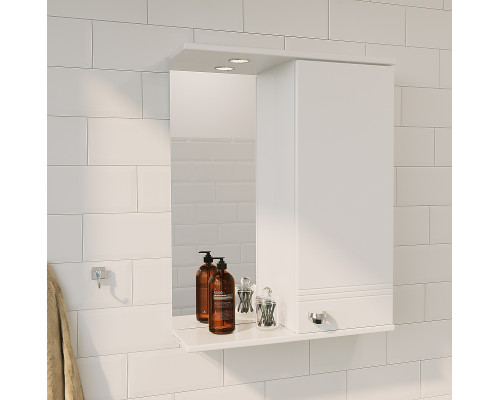 Зеркало со шкафом 1MarKa Story 58 R У99310 с подсветкой Белый глянец