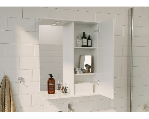 Зеркало со шкафом 1MarKa Story 58 R У99310 с подсветкой Белый глянец