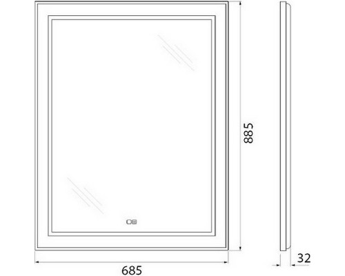 Зеркало BelBagno Kraft 68.5 SPC-KRAFT-685-885-TCH-WARM с подсветкой с подогревом Сатин с сенсорным выключателем