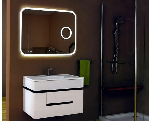 Зеркало Relisan Constance 800х600 Гл000024353 с подсветкой с сенсорным выключателем, увеличением и часами