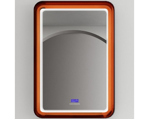 Зеркало Abber Kristall 55 AT6701Opal с подсветкой Коричневое с сенсорным выключателем с часами