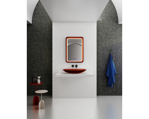 Зеркало Abber Kristall 55 AT6701Opal с подсветкой Коричневое с сенсорным выключателем с часами