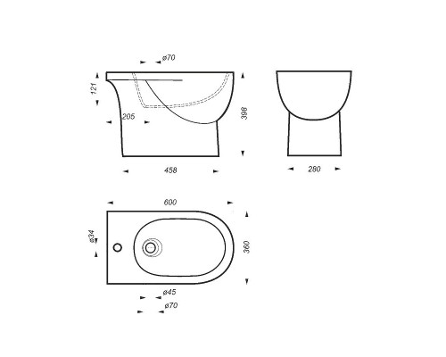 Биде Sanita Luxe Art ARTSLBI01 Белое