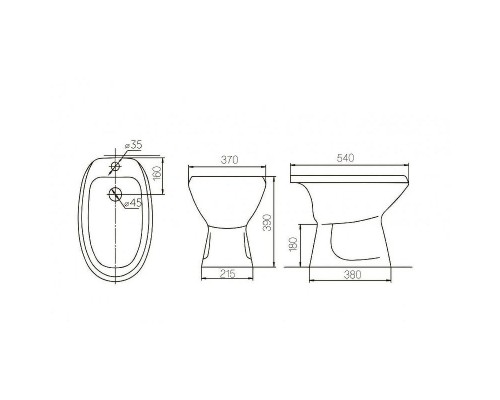 Биде Rosa Люкс 4620008191256 приставное Белое