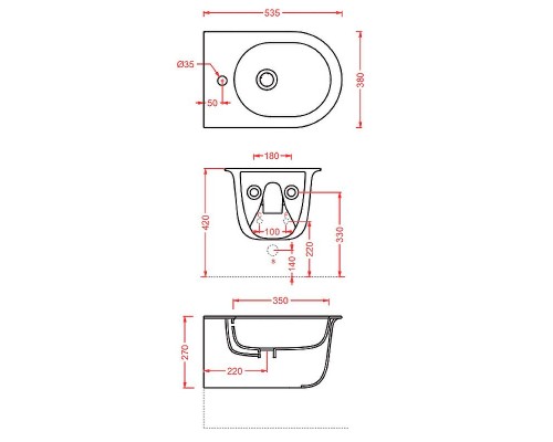 Биде Artceram Chic CHB001 17 00 подвесное Черное матовое