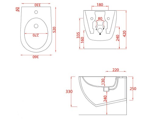 Биде Artceram File 2.0 FLB001 17 30 подвесное Черное матовое