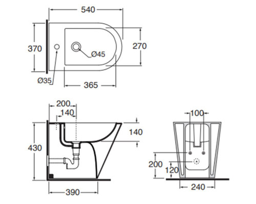 Биде Azzurra Forma FMBIT000000MBIx1/(FOR500 bix1) Белое