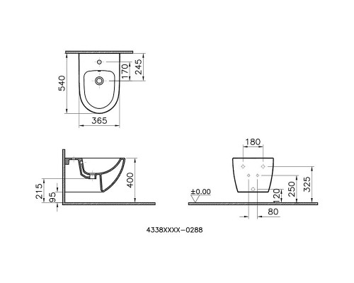 Биде Vitra Sento 4338B003-1046 подвесное Белое
