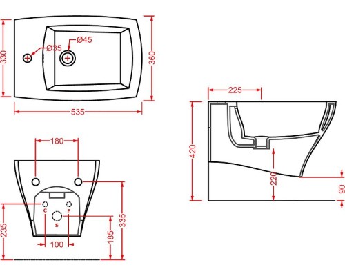 Биде Artceram Jazz JZB001 01 00 подвесное Белое