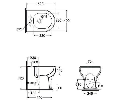 Биде Azzurra Charme CHBIT000000MBI/(CHA500 bi)x1 Белое