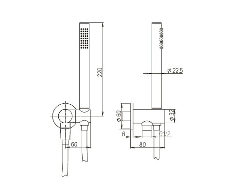 Душевой гарнитур Paini 53PZ440TTAS Черный матовый