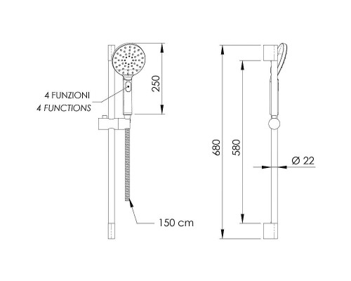 Душевой гарнитур Remer 315L318MP Хром