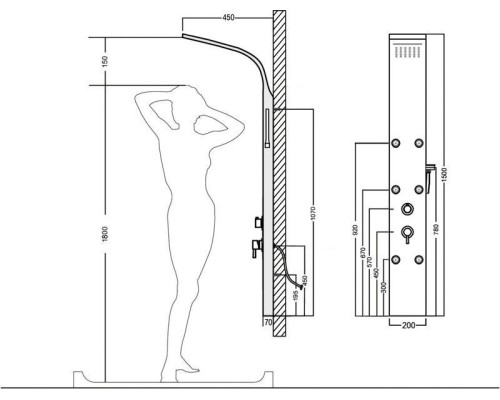 Душевая панель Aquanet Galaxy Black AP40-04 237439 Черный матовый