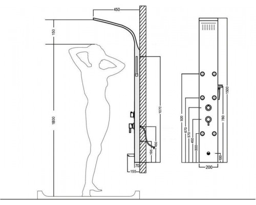 Душевая панель Aquanet Galaxy Black AP40-05 237440 Черный матовый