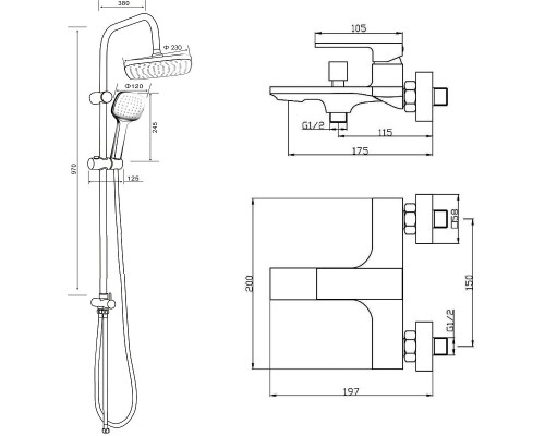 Душевая система Orange M04-944b Черная