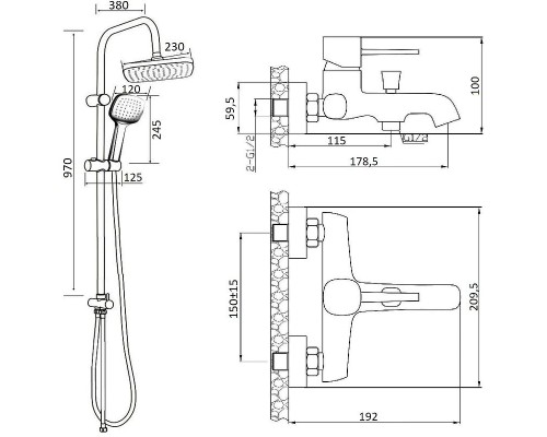 Душевая система Orange Karl M05-934b Черная