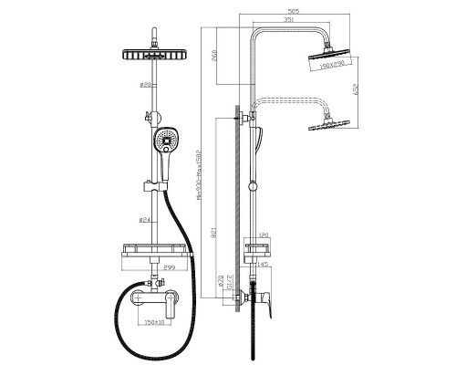 Душевая система Rossinka RS27-45 Хром