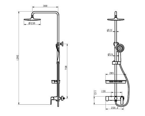 Душевая система Orans OLS-7003 7003wx Черная матовая