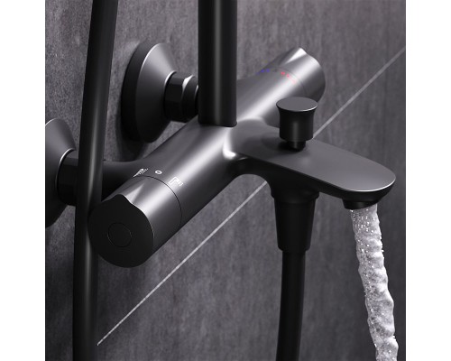 Душевая система AM.PM Like F0780522 с термостатом Черная матовая