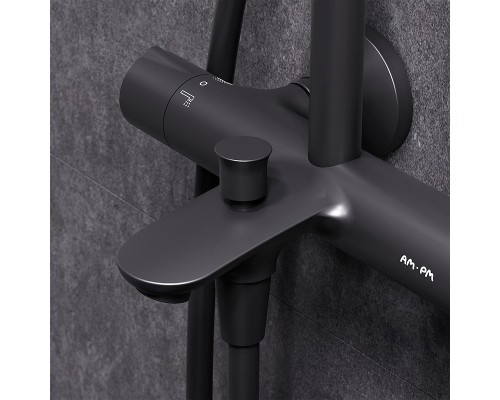 Душевая система AM.PM Like F0780522 с термостатом Черная матовая