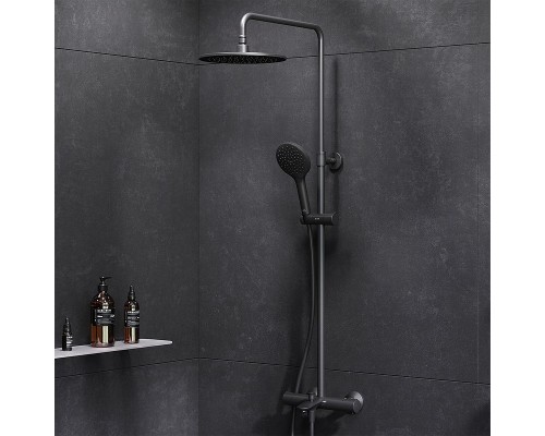 Душевая система AM.PM Like F0780522 с термостатом Черная матовая