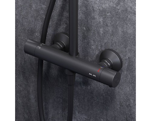 Душевая система AM.PM Like F0780422 с термостатом Черная матовая