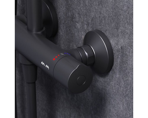 Душевая система AM.PM Like F0780422 с термостатом Черная матовая