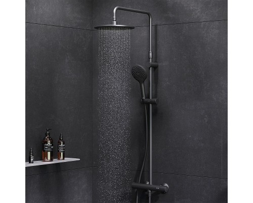 Душевая система AM.PM Like F0780422 с термостатом Черная матовая