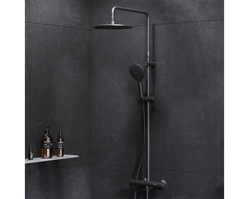 Душевая система AM.PM Like F0780422 с термостатом Черная матовая