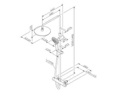 Душевая система AM.PM Like F0780422 с термостатом Черная матовая