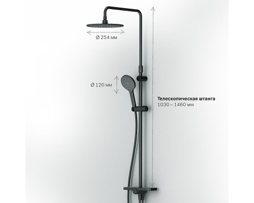 Душевая система AM.PM Like F0780222 Черная матовая