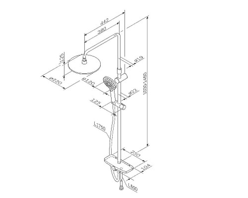 Душевая система AM.PM Like F0780222 Черная матовая