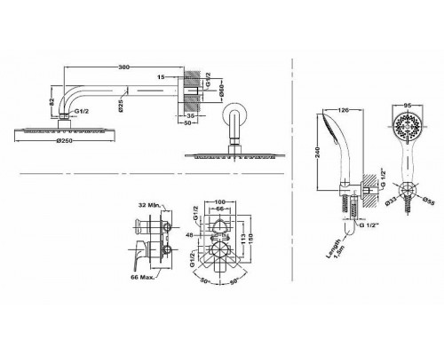 Душевая система Teka Manacor 841720220 Хром