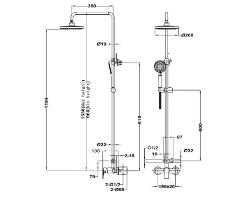 Душевая система Teka Manacor 842981200 Хром