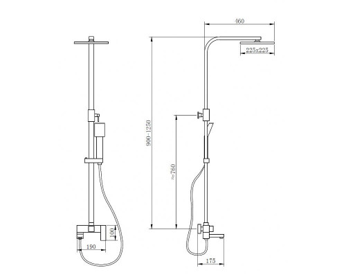 Душевая система Abber Daheim AF8216B Черная матовая