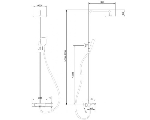 Душевая система Abber Thermostat AF8516B Черная матовая