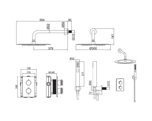 Душевая система Allen Brau Priority 5.31013-BN с термостатом Никель брашированный