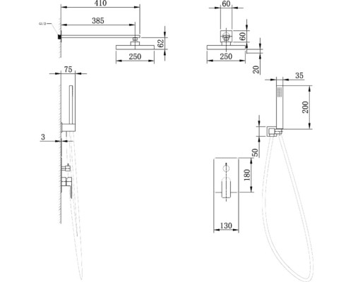 Душевая система Abber Weiss Insel AF8018 Хром